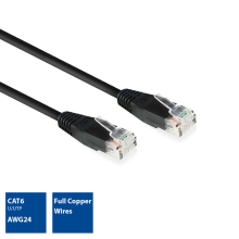 ACT Black 0.9 meter U/UTP, CAT6 patch cable with RJ45 connectors, Zip Bag