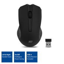 ACT Wireless Mouse, USB nano receiver, 1000 dpi, black